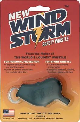 WINDSTORM Whistle BLACK Loudest Whistle Waterproof • $8.99