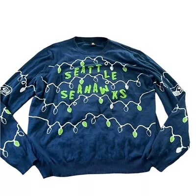 NFL Seattle Seahawks Mens Christmas Sweater Lights Light Up Crew Neck Size 3XL • $27