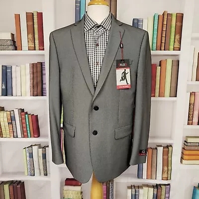 $69.99 • Buy Van Huesen Blazer Mens 44R Slim Fit Gray Two Button Sport Coat Jacket  Flex