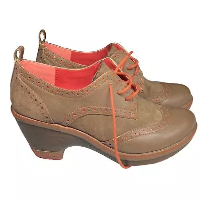 J-41 Adventure Olympia 9M Taupe Persimmon Vegan Platform Wing Tip Oxford Shoe • $45