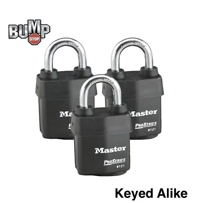 Master Lock Pro Series - (3) High Security Padlocks Keyed Alike 6121NKA-3 • $69.57