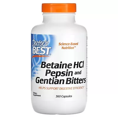 Doctor S Best Betaine HCl Pepsin  Gentian Bitters 360 Capsules Gluten-Free • $29.56