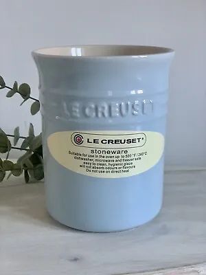 LE CREUSET Pale Blue Stoneware Utensil Jar Holder Pot 1.1L - Brand New • £29.99