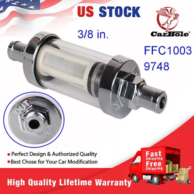 3/8'' Universal 10mm In & Out Glass Washable Chrome Inline Fuel Filter Reusable • $11.79