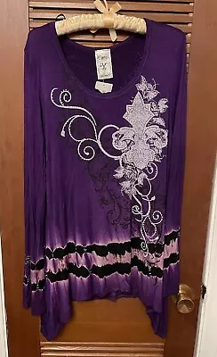 Vocal Purple Top Long Sleeve Embellished Size XL • $24.99