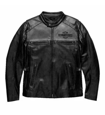 Harley Davidson Men’s Legendary Votray Black Gray Real Leather Motorcycle Jacket • $186.81