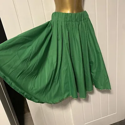 1950s Full Circle Skirt  Green With Gold. Large  Elastic Waist Rockabilly R&R • £12.50