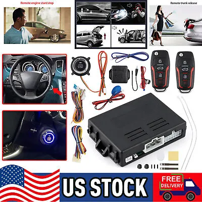 Universal Car Alarm System Keyless Entry Remote Engine Starter Stop Push Button • $45.99