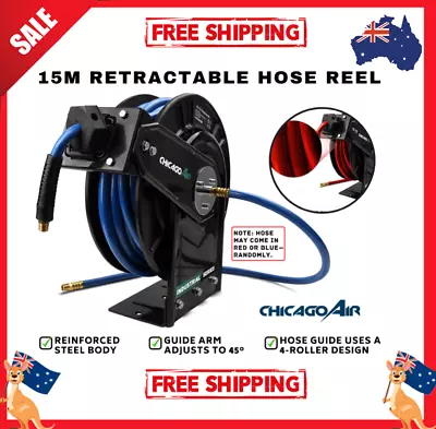 Chicago Air CAHR15M Retractable Hose Reel W/ 3/8” PVC Flexible Durable Air Hose • $198