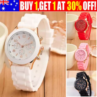 Fashion Women Watch Dress Watches Silicone Band Quartz WristWatch Brithday Gift • $10.69