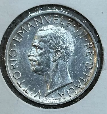 Italy 1929 5 Lire Km67.1 Unc Silver • $9.99