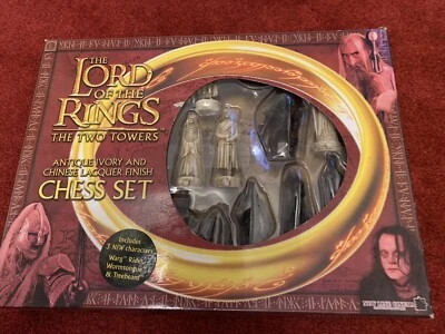 £60 • Buy Lord Of The Rings Two Towers Antique Ivory & Chinese Lacquer Finish Chess Set