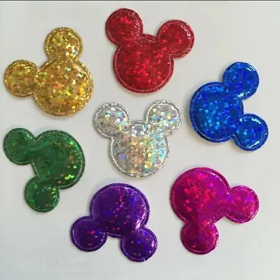 10pcs X30mm Glitter Minnie Mouse Padded  Bow Centers Or Other Crafts UK SELLER  • £3.25