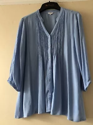 Cotton Traders Size 18 Blue Blouse 3/4 Sleeves • £9.99