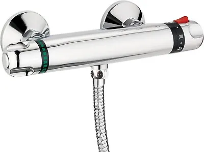 £24.95 • Buy Modern Thermostatic Exposed Bar Shower Mixer Valve Tap Chrome Bottom 1/2  Outlet