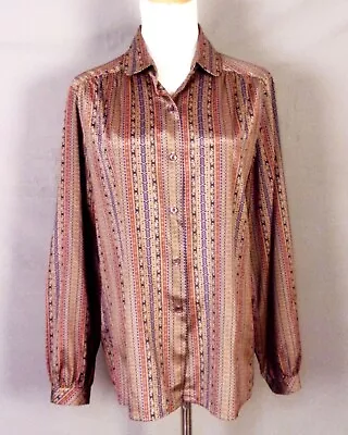 Vintage 60s 70s Dalton Baroque Baggy Sleeve Pleated Top BD Shirt Disco Mod 14 • £20.84
