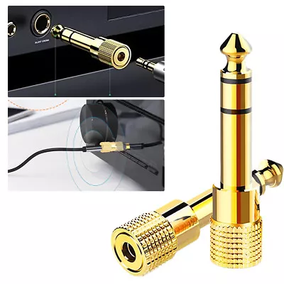 2*Microphone Adapter 6.3mm Male Plug To 3.5mm Female Jack Audio Cable Connectors • £2.84