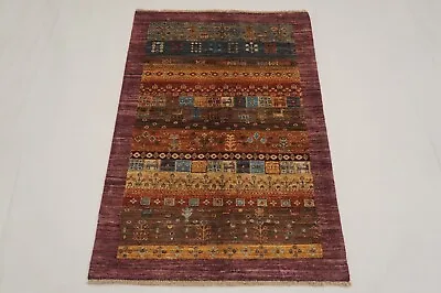 $263.12 • Buy 3 X 4 Ft Purple Gabbeh Afghan Hand Knotted Tribal Area Rug