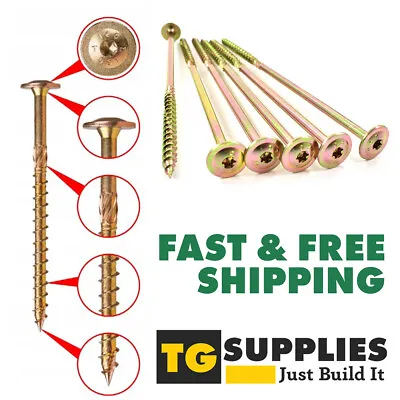 Heavy Duty Wafer TORX Wood Screws Landscaping Flange Self-Drilling Wood Screws • £93.49