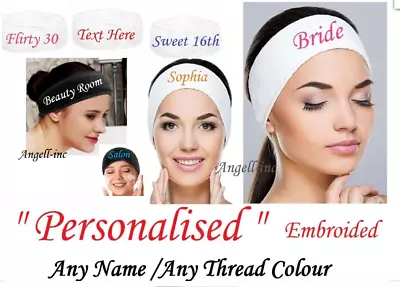 Women's Personalised Headband Spa Day Makeup Hen Do Hair Band Bridesmaid Salon • £5.88