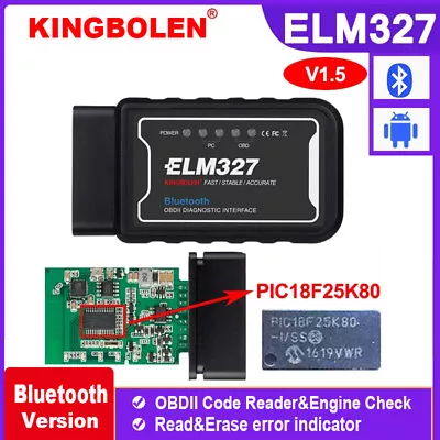 ELM327 V1.5 Bluetooth OBD2 Scanner Code Reader PIC18F25K80 Car Diagnostic Tool • $9.99