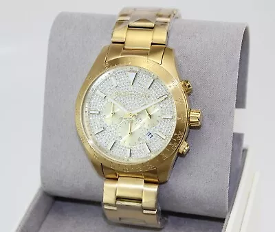 New Authentic Michael Kors Layton Gold Crystals Pave Glytz Mk8873 Men's Watch • $109.99