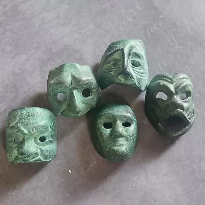 5 Vintage Bronze Miniature Venice Theater Masks - Amazing! • $79.99