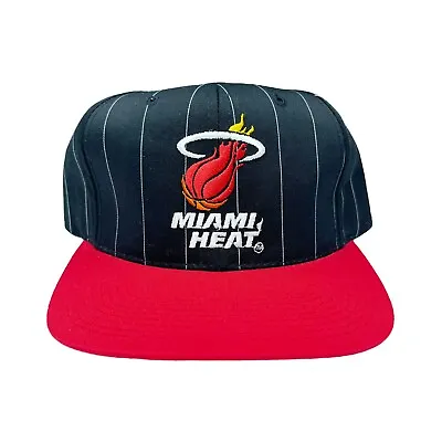 Vtg Rare NBA Miami Heat Starter Pinstriped Two Tone Snapback Hat Cap • $175