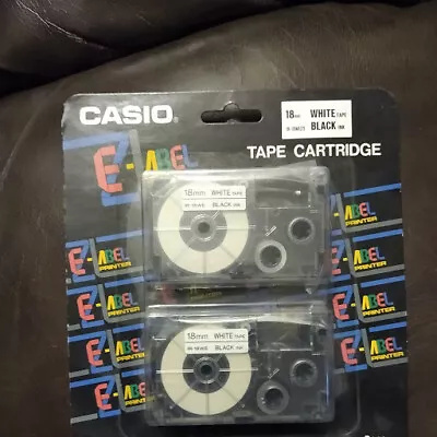 £17.47 • Buy Casio EZ-Label Printer Tape Cartridge XR-18X 18mm WHITE Tape Black Ink 2 Pack