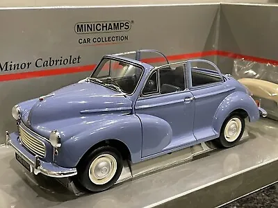 Minichamps 1/18 Scale - Morris Minor Cabriolet - Blue - FREE CUSTOM PLATE • £115
