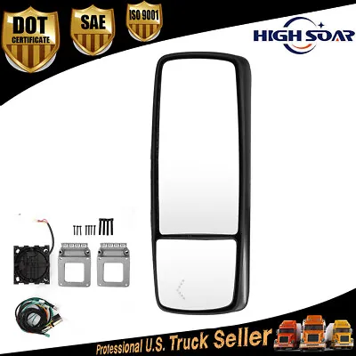 Black Door Mirror  Power Heated Driver LH Side For Volvo VNL Truck 2004-2017 • $127.82