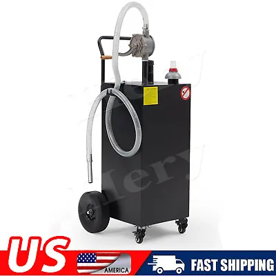 Fuel Caddy Fuel Storage Gas Can Diesel Tank 30 Gallon 4 Wheels W/ Pump Black • $235.99