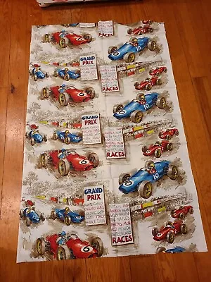 Vintage Formula 1 Grand Prix Fabric Race Cars 4 Panels • $50