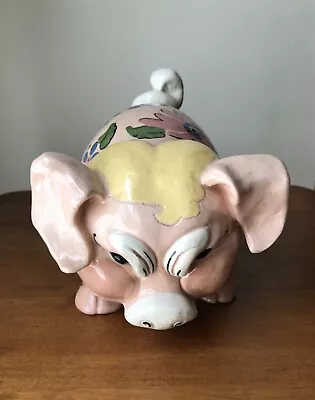 Vintage 1940’s Kay Finch Hand Painted Grumpy Pig  *Plus Bonus Pig & Elephant * • $39.95