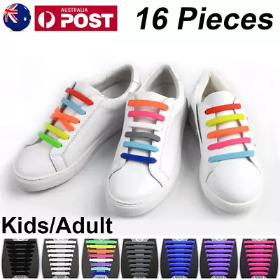 Easy Lazy No Tie Elastic Silicone Shoe Laces Cool Guy Sports Shoelaces Unisex AU • $3.79