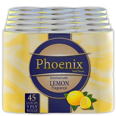£15.99 • Buy 45 Phoenix Lemon Fragranced - Luxury Toilet Rolls – Quilted White 3 Ply