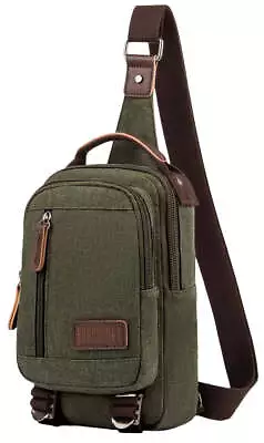 EuroSport Olive Messenger Sling Canvas Shoulder Bag Rucksack Travel Sport B418 • $36.99