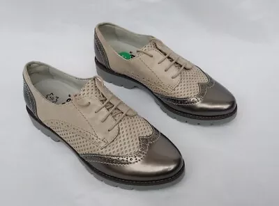 Jana Grey & Metallic Silver Lace Up Brogue Style Shoes Eu37 Uk4 Vgc Free Uk P&p! • £24.99