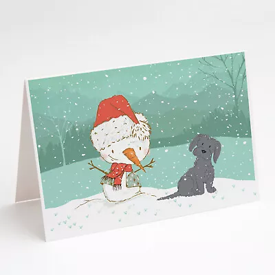 Black Maltese Snowman Christmas Greeting Cards And Envelopes Pack Of 8 • $16.99