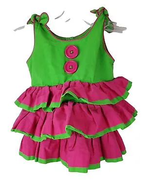 Mud Pie Baby Toddler Party Photos Ruffle Cotton Dress /Top Green Pink Size 2T 3T • $13.24