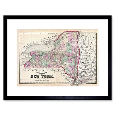 1873 Beers Map New York State Vintage Picture Framed Wall Art Print • $23.49