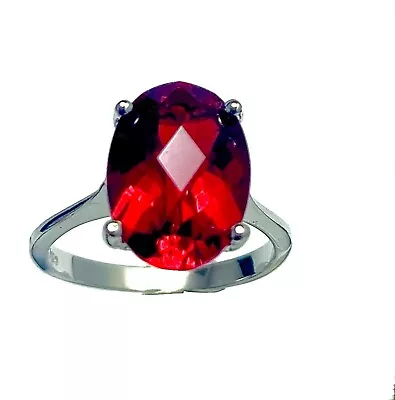 R0184R  Mt. St. Helens Ruby Red Helenite 10x14mm Oval Sterling Silver Ring • $64