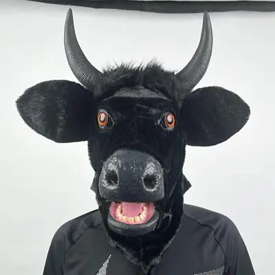 Cosplay Moving Mouth Bull Mascot Fursuit Mask Halloween Animal Headwear Helmet • $56.10