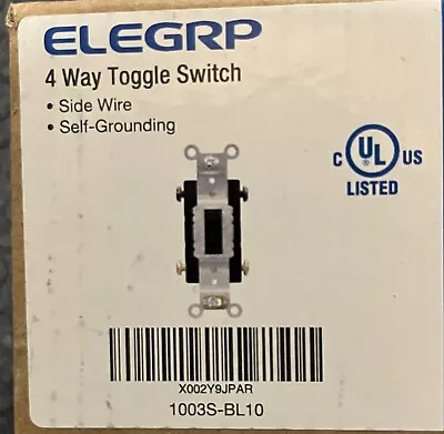 Black 4 Way Toggle Switch - Light Switch - 15 Amp - 120 Volt • $5