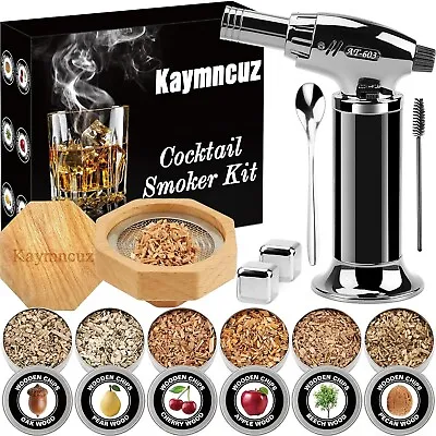 Cocktail Smoker Kit With Torch 6 Flavors Wood Chips 2 Whiskey Stone • $29.98