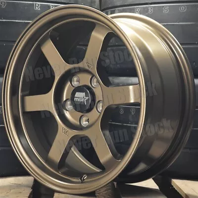 MST MT-01 15x7 5x100 20 OFFSET 6 SPOKES TE STYLE MATTE BRONZE 4 SPORT WHEELS SET • $531