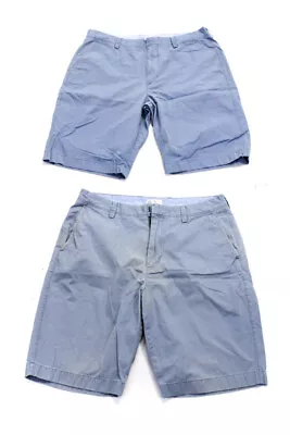 J Crew Mens Zipper Fly Chino Shorts Blue Cotton Size 34 35 Lot 2 • $2.99