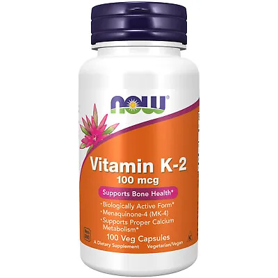 $11.57 • Buy NOW FOODS Vitamin K-2 100 Mcg - 100 Veg Capsules