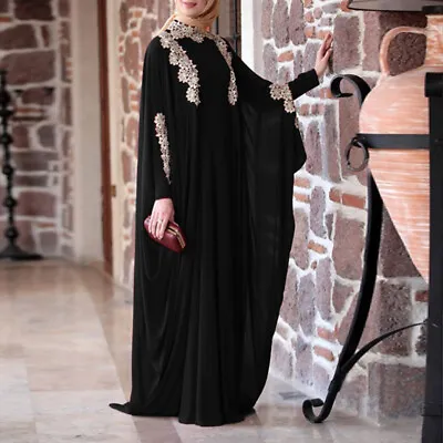 Abaya Dubai Batwing Sleeve Dress Robe Muslim Farasha Islam Party Abayas Ramadan • £38.70