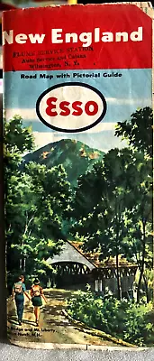 Vintage 1951 ESSO NEW ENGLAND ROAD MAP WITH PICTORIAL GUIDE • $3.99